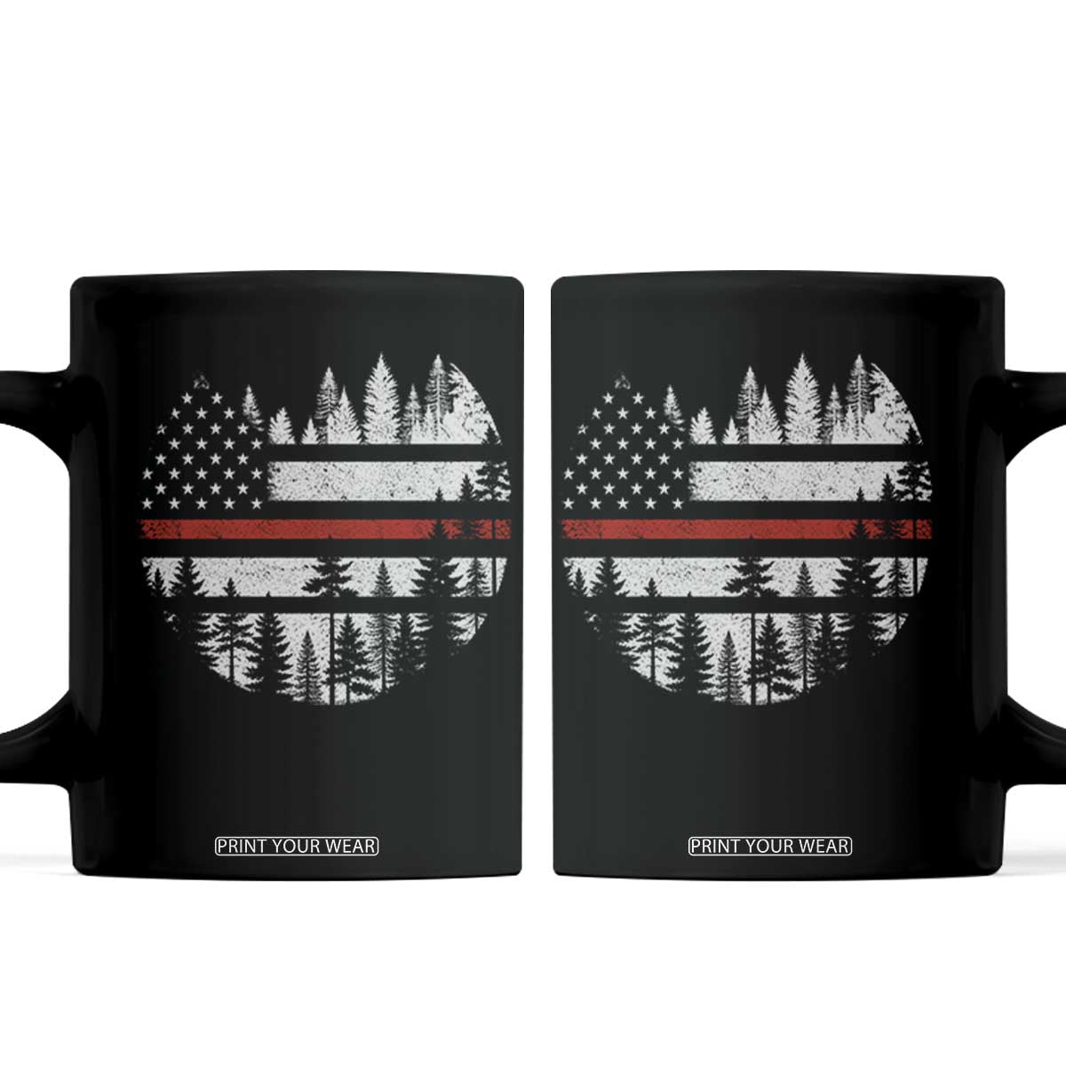 Wildland Firefighter Forest Red Line American Flag Coffee Mug