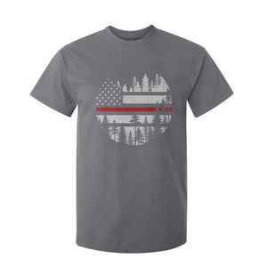 Wildland Firefighter Forest Red Line American Flag T Shirt For Kid