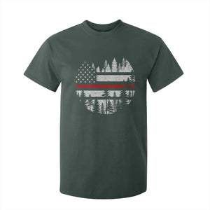 Wildland Firefighter Forest Red Line American Flag T Shirt For Kid