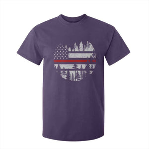 Wildland Firefighter Forest Red Line American Flag T Shirt For Kid