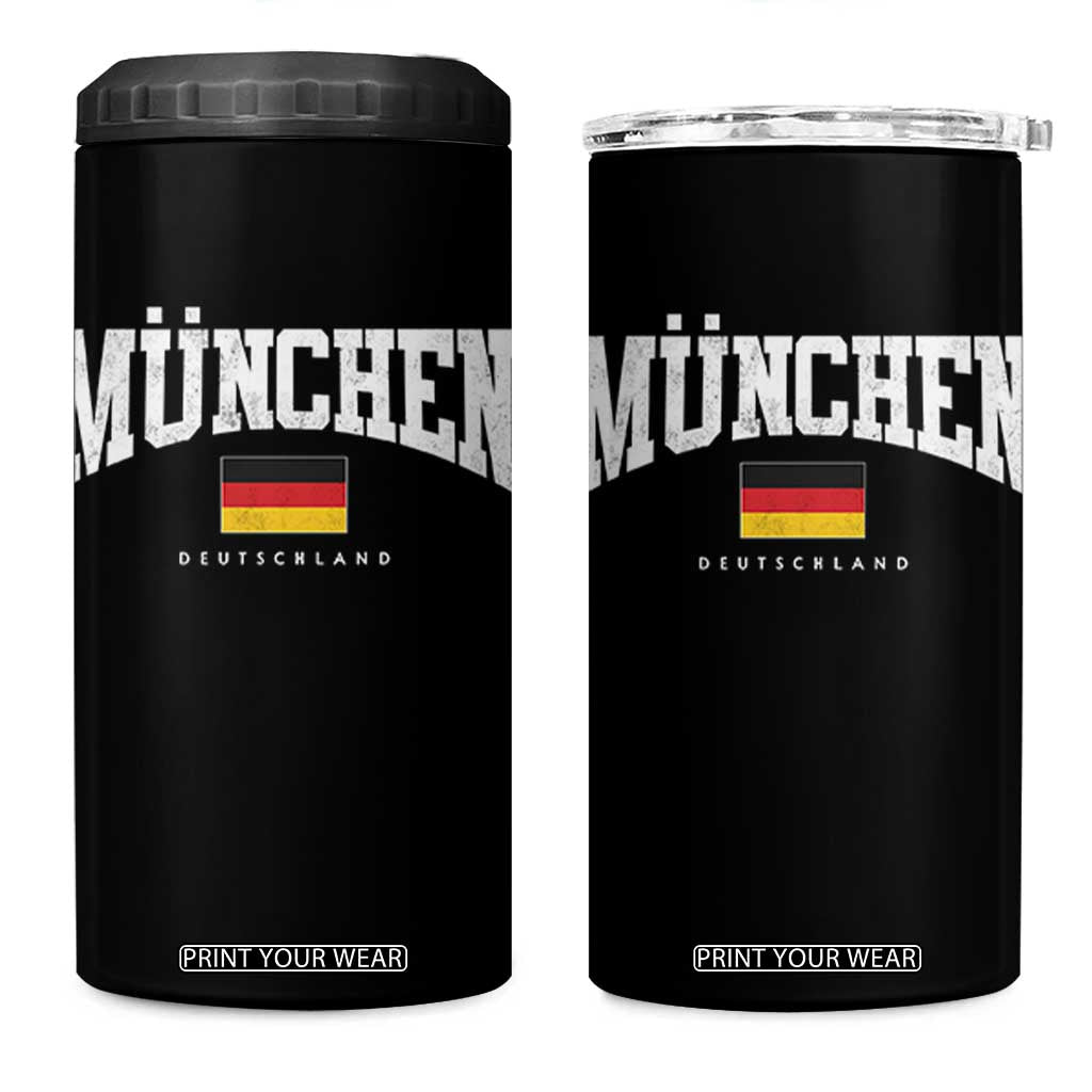 Munchen Deutschland Germany 4 in 1 Can Cooler Tumbler Vintage Athletic Sports Design