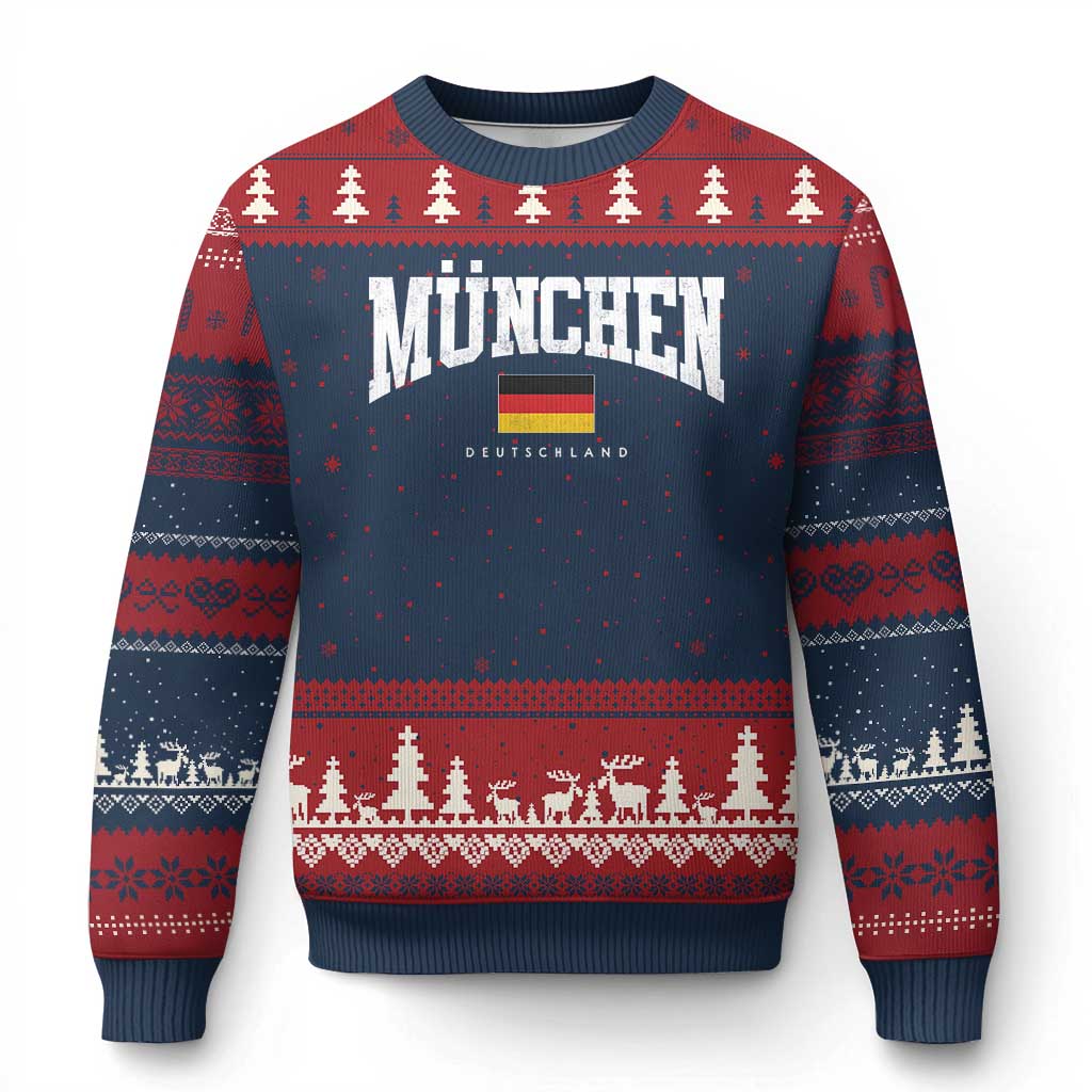 Munchen Deutschland Germany Ugly Christmas Sweater Vintage Athletic Sports Design