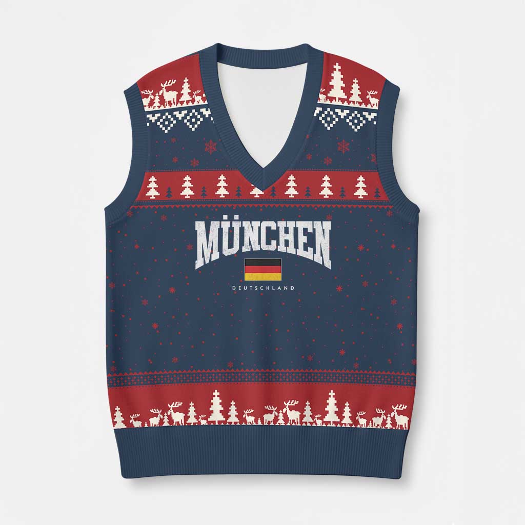 Munchen Deutschland Germany V-Neck Knit Sweater Vest Vintage Athletic Sports Design