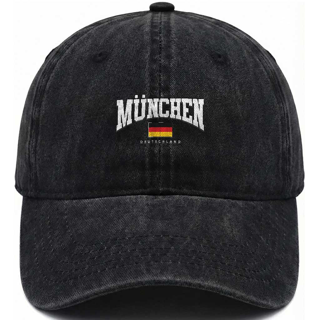 Munchen Deutschland Germany Washed Cotton Baseball Cap Vintage Athletic Sports Design