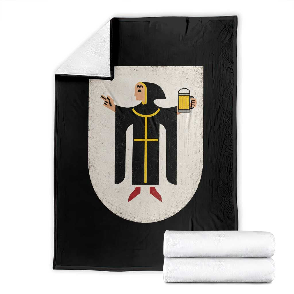 Funny Munich Oktoberfest Munchen Coat of Arms Throw Blanket Münchner Kindl Beer Drinking