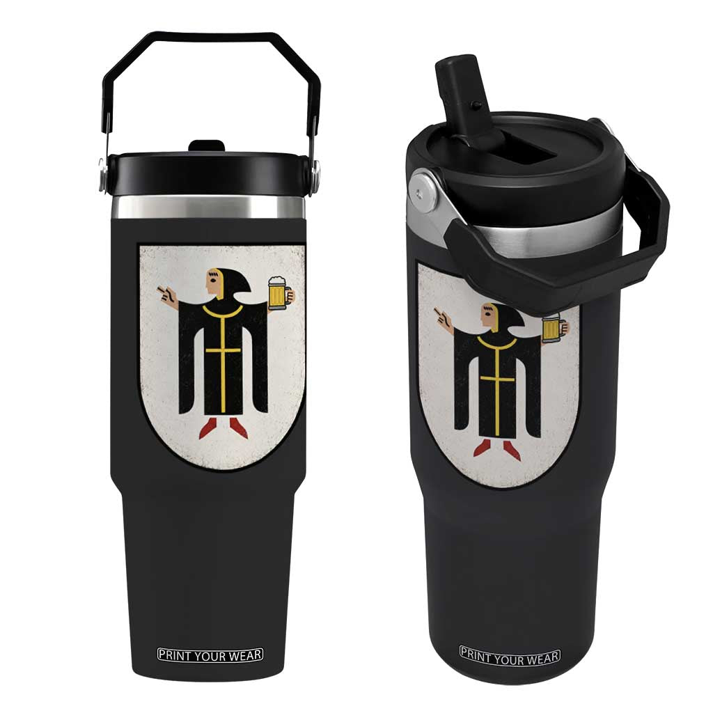 Funny Munich Oktoberfest Munchen Coat of Arms Flip Straw Tumbler Münchner Kindl Beer Drinking