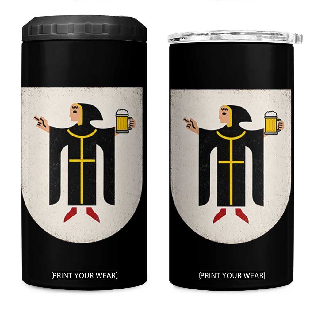 Funny Munich Oktoberfest Munchen Coat of Arms 4 in 1 Can Cooler Tumbler Münchner Kindl Beer Drinking