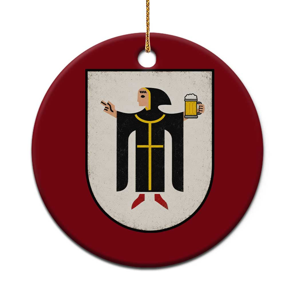Funny Munich Oktoberfest Munchen Coat of Arms Ceramic Ornament Münchner Kindl Beer Drinking