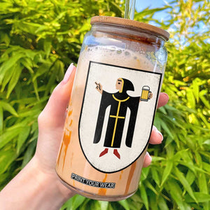 Funny Munich Oktoberfest Munchen Coat of Arms Glass Can Münchner Kindl Beer Drinking