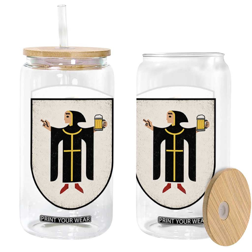 Funny Munich Oktoberfest Munchen Coat of Arms Glass Can Münchner Kindl Beer Drinking