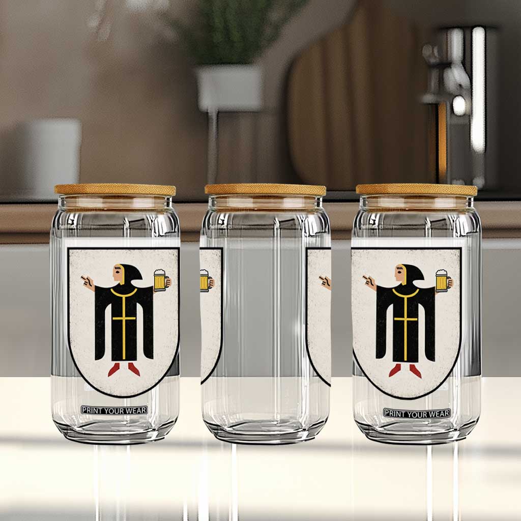 Funny Munich Oktoberfest Munchen Coat of Arms Glass Can Münchner Kindl Beer Drinking