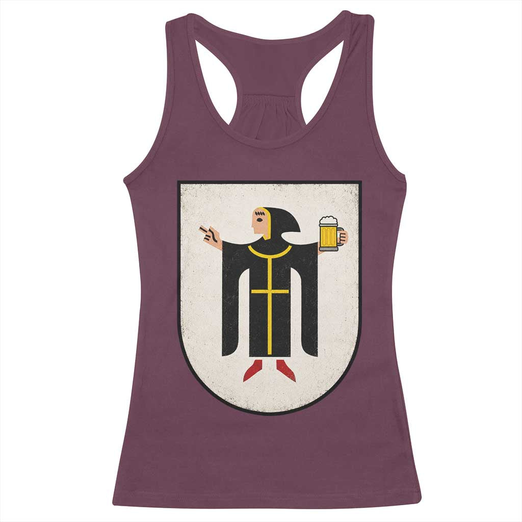Funny Munich Oktoberfest Munchen Coat of Arms Racerback Tank Top Münchner Kindl Beer Drinking