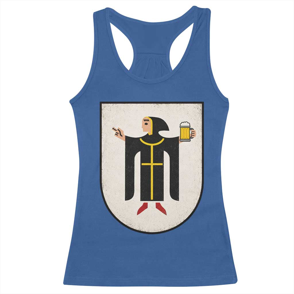 Funny Munich Oktoberfest Munchen Coat of Arms Racerback Tank Top Münchner Kindl Beer Drinking