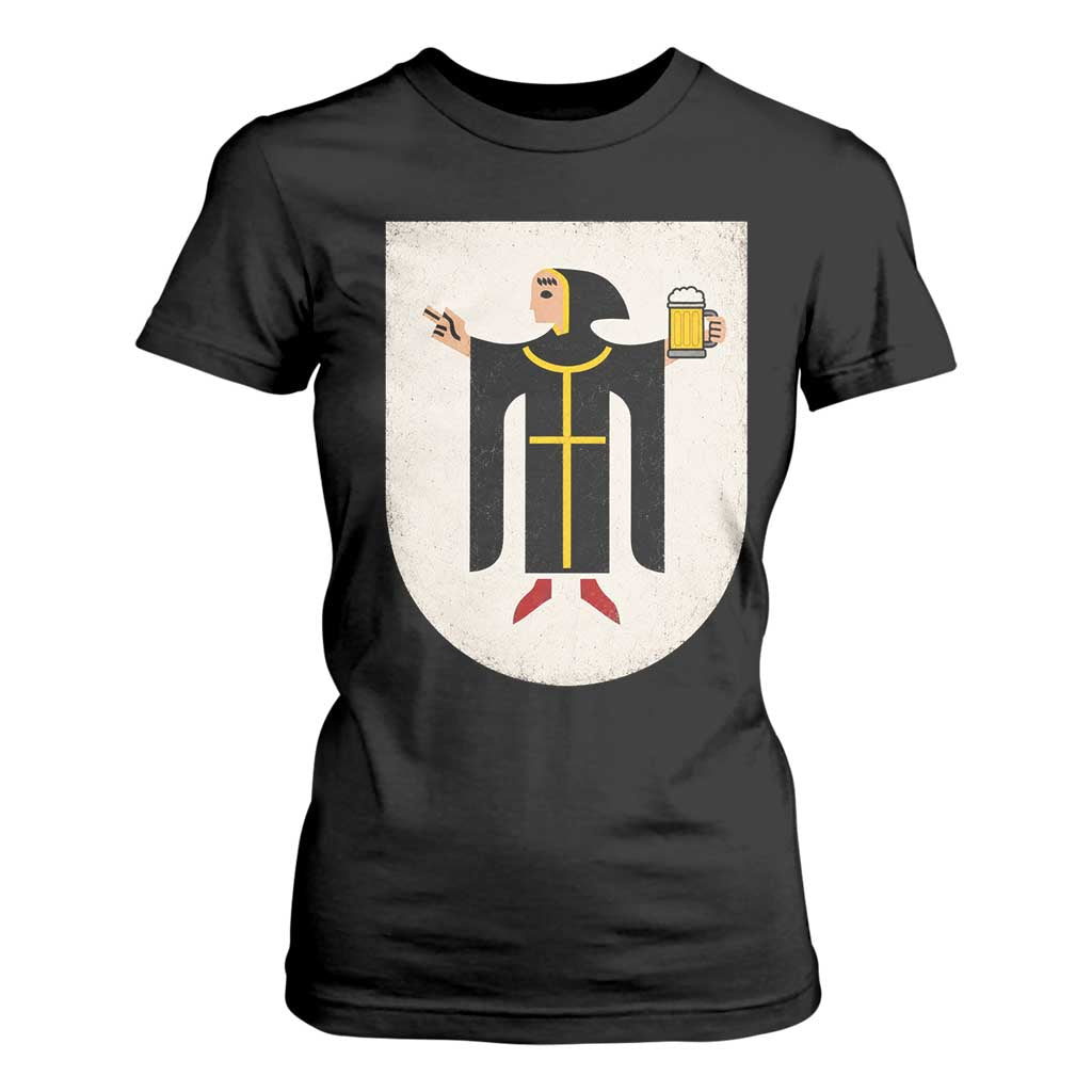 Funny Munich Oktoberfest Munchen Coat of Arms T Shirt For Women Münchner Kindl Beer Drinking