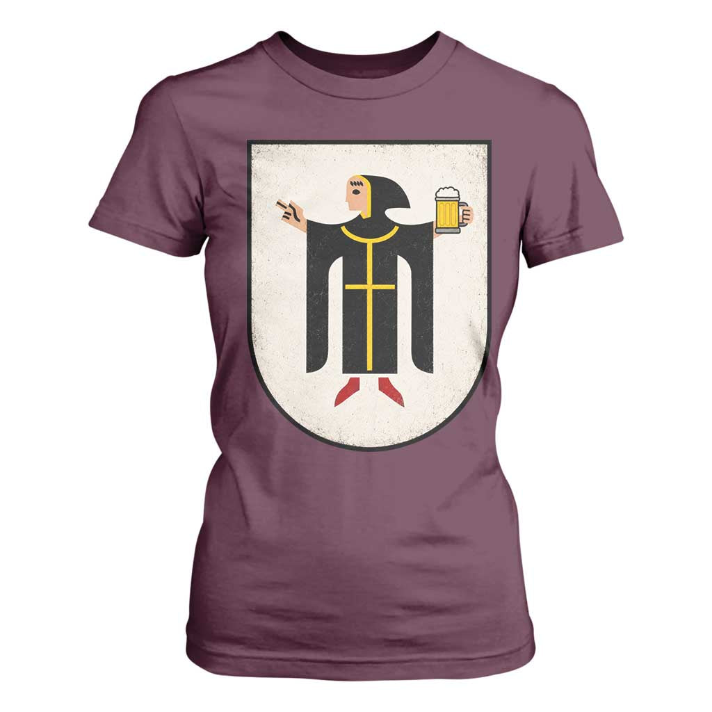 Funny Munich Oktoberfest Munchen Coat of Arms T Shirt For Women Münchner Kindl Beer Drinking