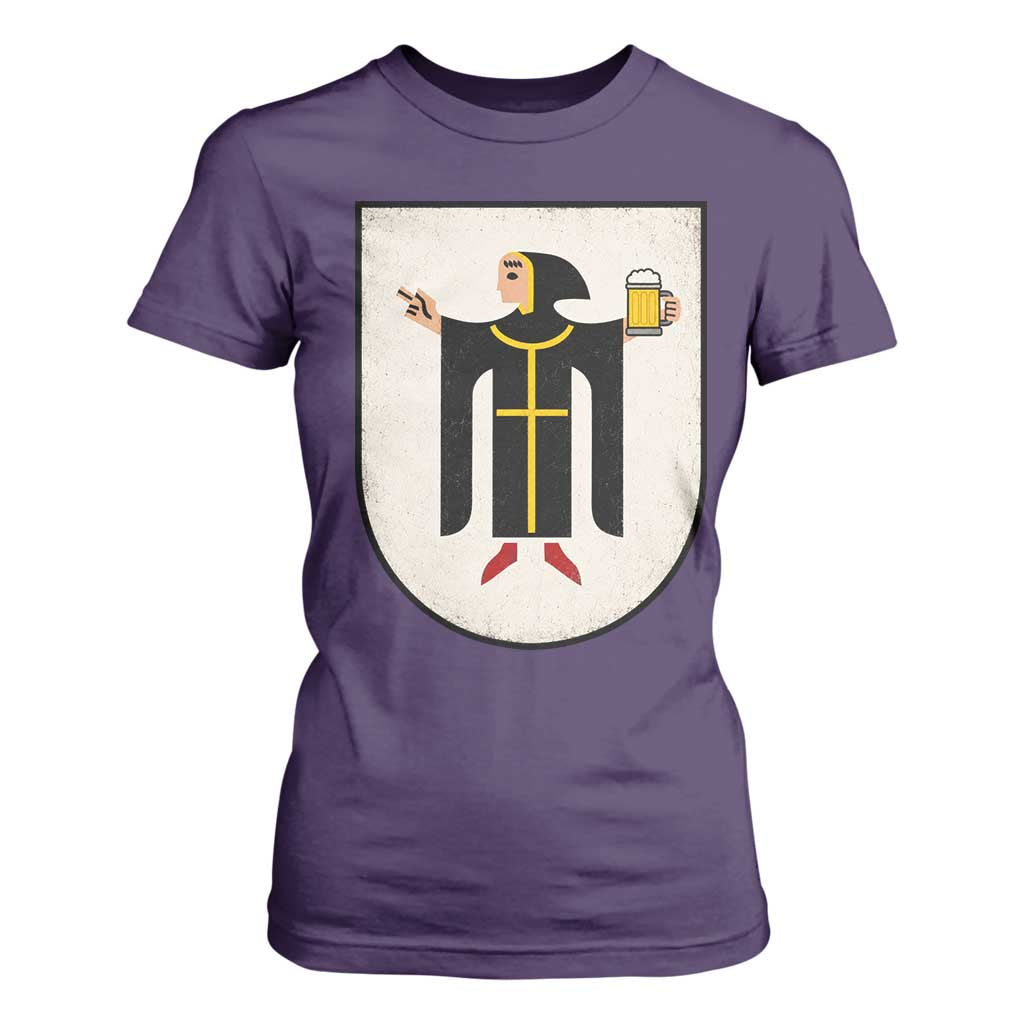Funny Munich Oktoberfest Munchen Coat of Arms T Shirt For Women Münchner Kindl Beer Drinking