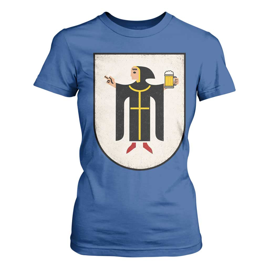 Funny Munich Oktoberfest Munchen Coat of Arms T Shirt For Women Münchner Kindl Beer Drinking