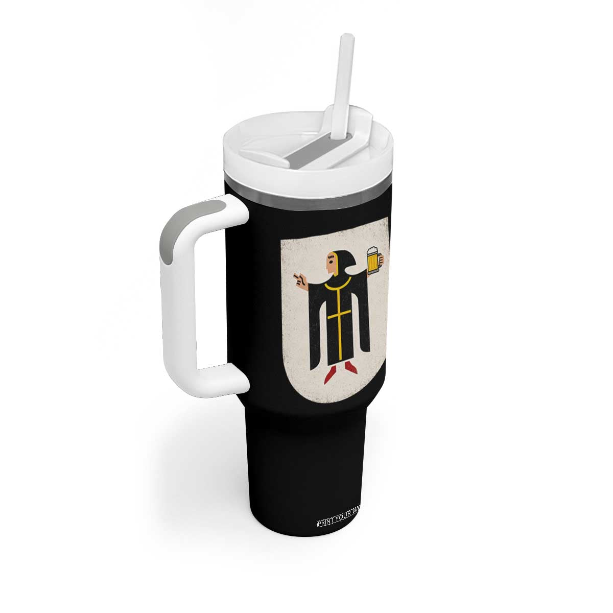 Funny Munich Oktoberfest Munchen Coat of Arms Tumbler With Handle Münchner Kindl Beer Drinking