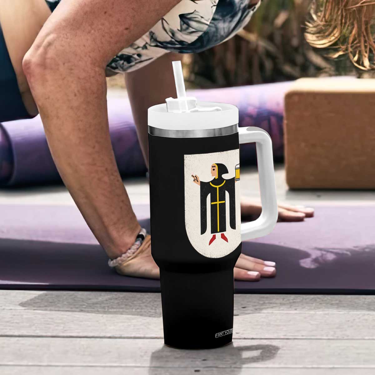 Funny Munich Oktoberfest Munchen Coat of Arms Tumbler With Handle Münchner Kindl Beer Drinking