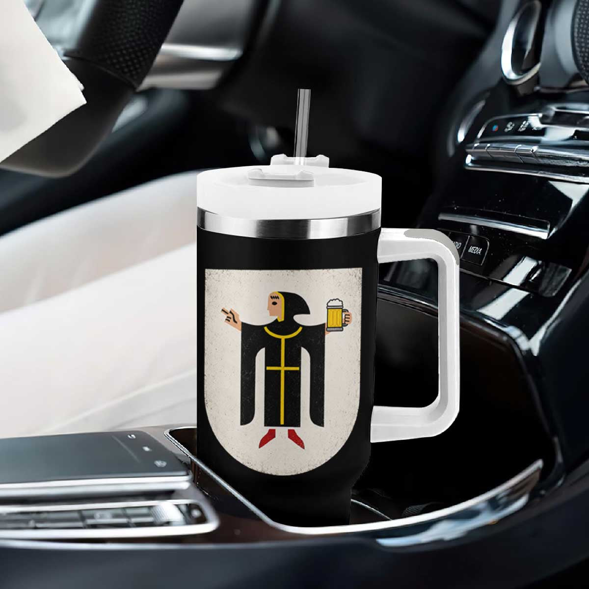 Funny Munich Oktoberfest Munchen Coat of Arms Tumbler With Handle Münchner Kindl Beer Drinking