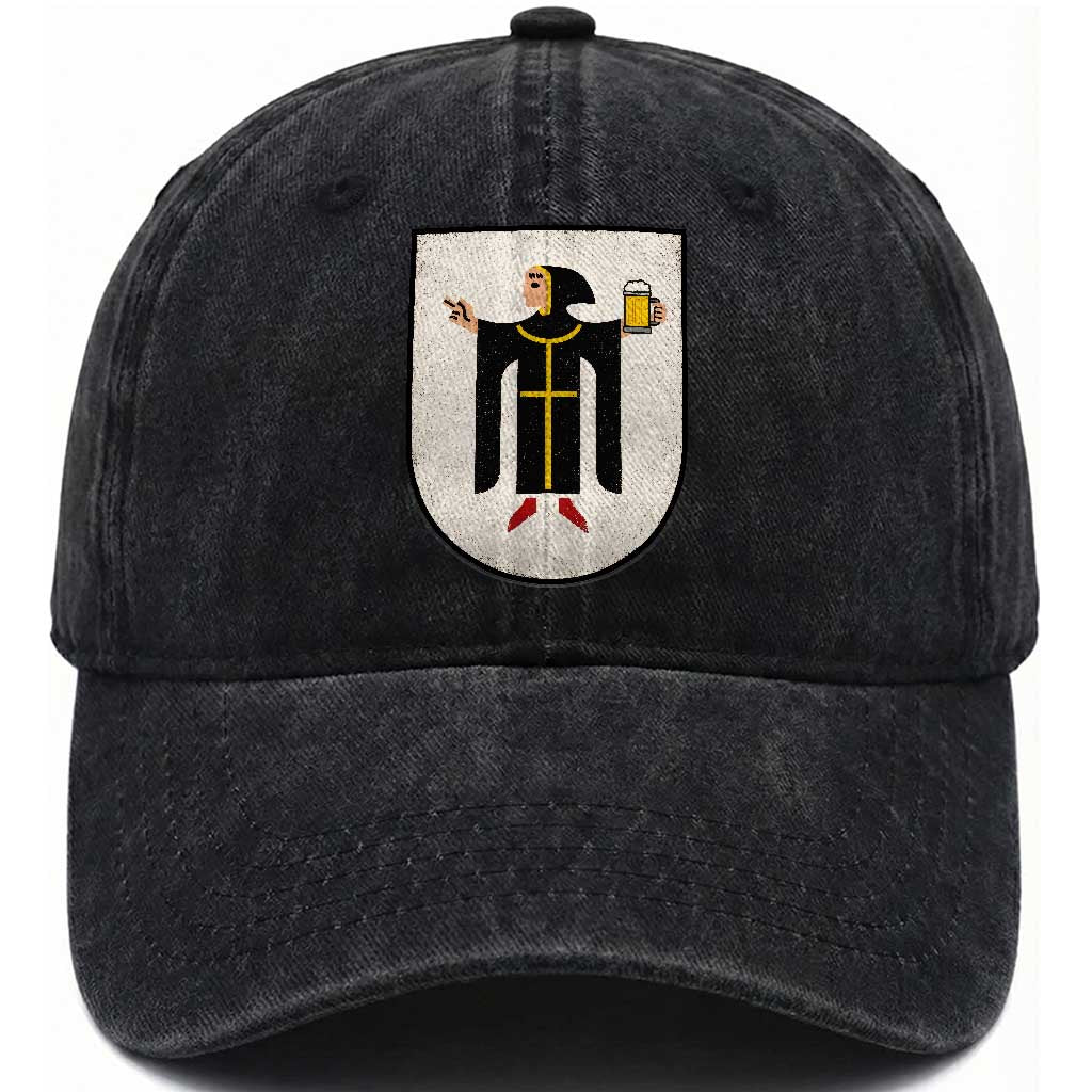 Funny Munich Oktoberfest Munchen Coat of Arms Washed Cotton Baseball Cap Münchner Kindl Beer Drinking