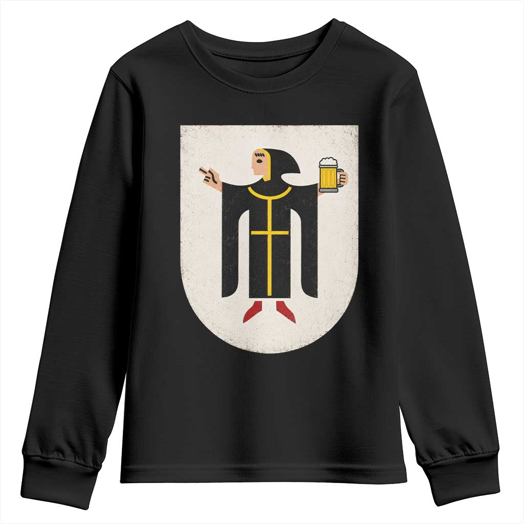 Funny Munich Oktoberfest Munchen Coat of Arms Youth Sweatshirt Münchner Kindl Beer Drinking