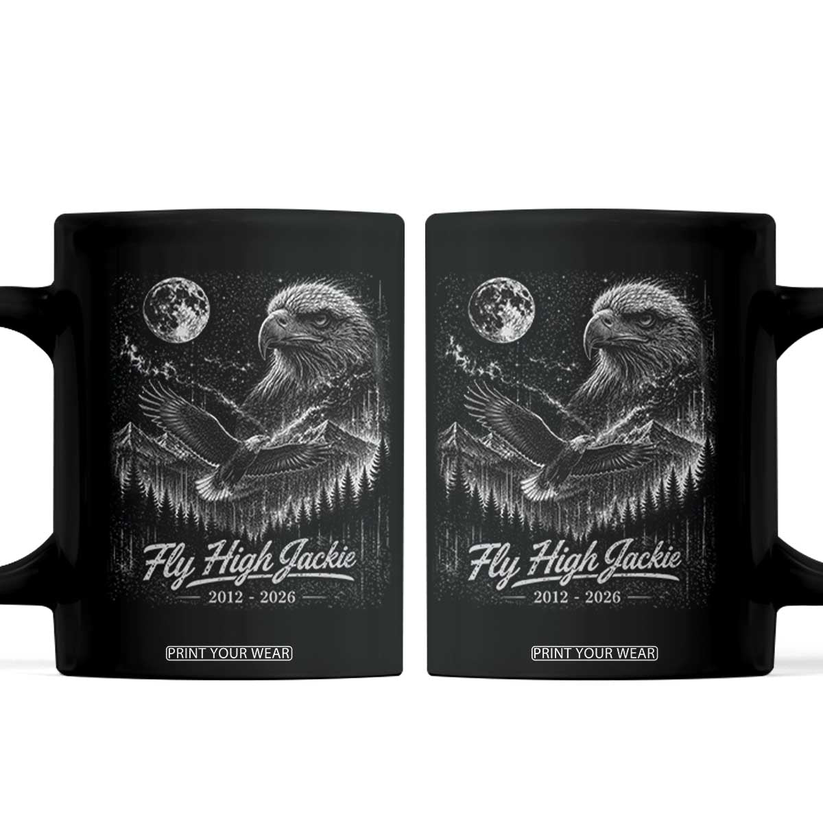 Fly High Jackie Eagle Coffee Mug Memorial Tribute Nature Supports California Wildlife TS11 Black Print Your Wear