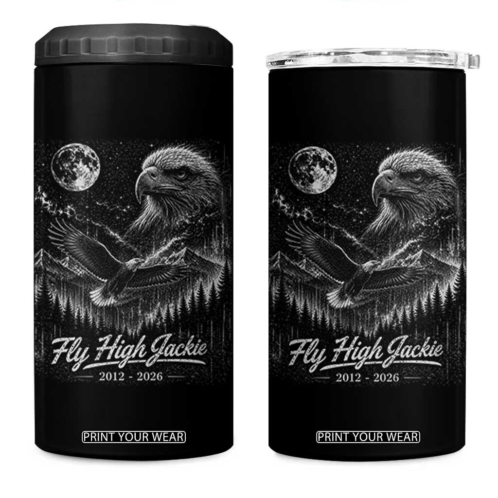 Fly High Jackie Eagle 4 in 1 Can Cooler Tumbler Memorial Tribute Nature Supports California Wildlife TS11 One Size: 16 oz Black Print Your Wear