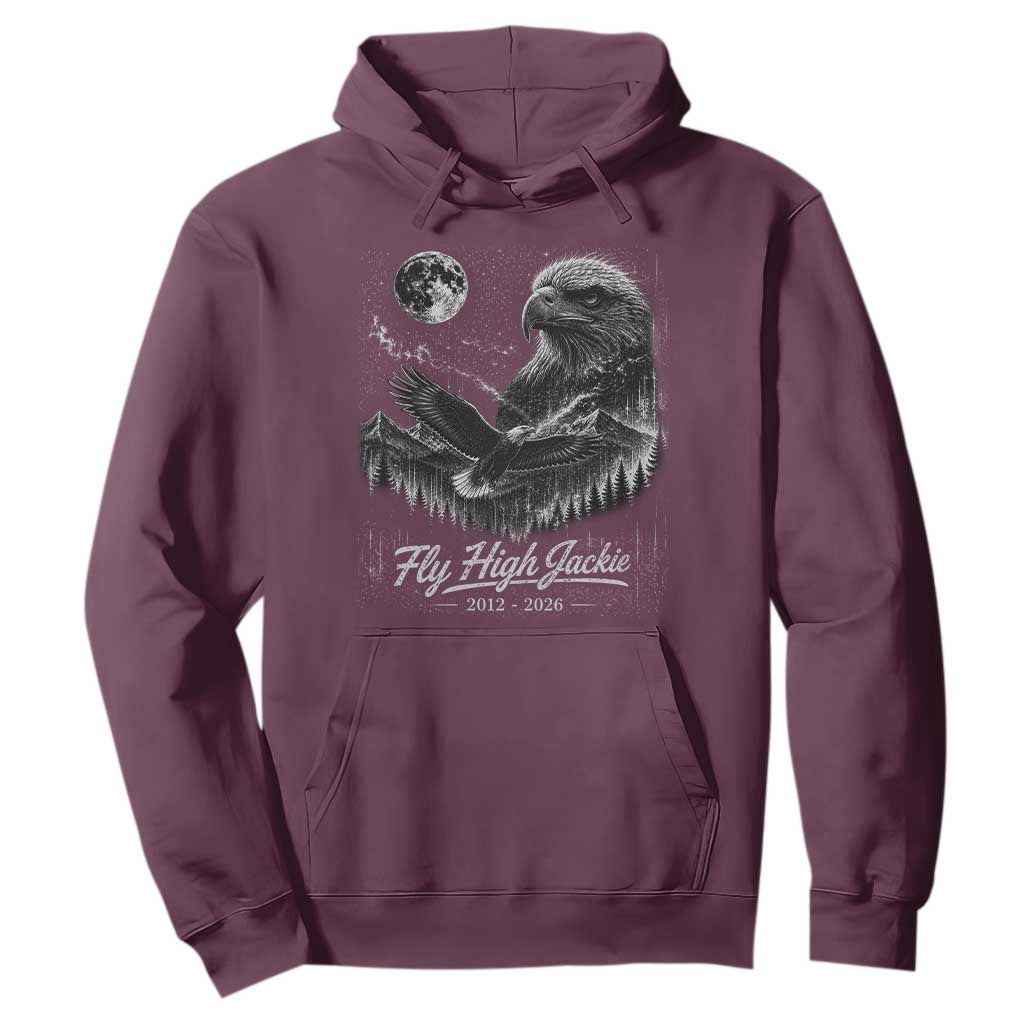 Fly High Jackie Eagle Hoodie Memorial Tribute Nature Supports California Wildlife TS11 Maroon Print Your Wear