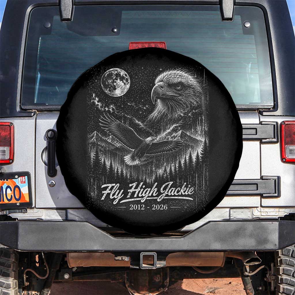 Fly High Jackie Eagle Spare Tire Cover Memorial Tribute Nature Supports California Wildlife TS11 No hole Black Print Your Wear