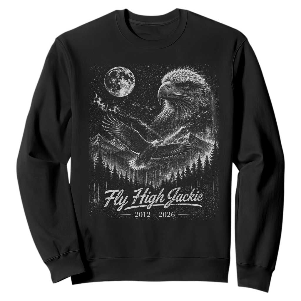 Fly High Jackie Eagle Sweatshirt Memorial Tribute Nature Supports California Wildlife TS11 Black Print Your Wear