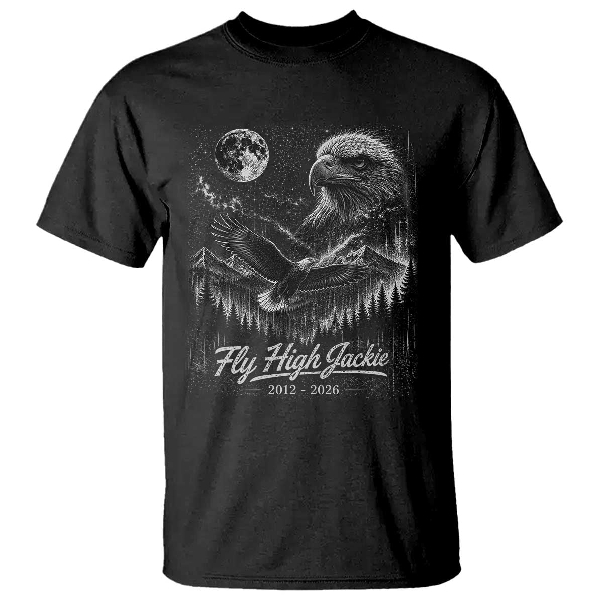 Fly High Jackie Eagle T Shirt Memorial Tribute Nature Supports California Wildlife TS11 Black Print Your Wear