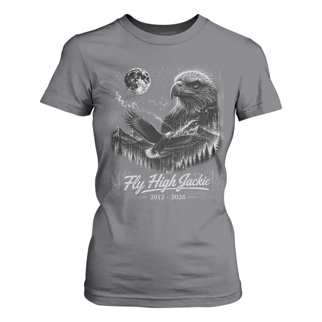 Fly High Jackie Eagle T Shirt For Women Memorial Tribute Nature Supports California Wildlife TS11 Charcoal Print Your Wear