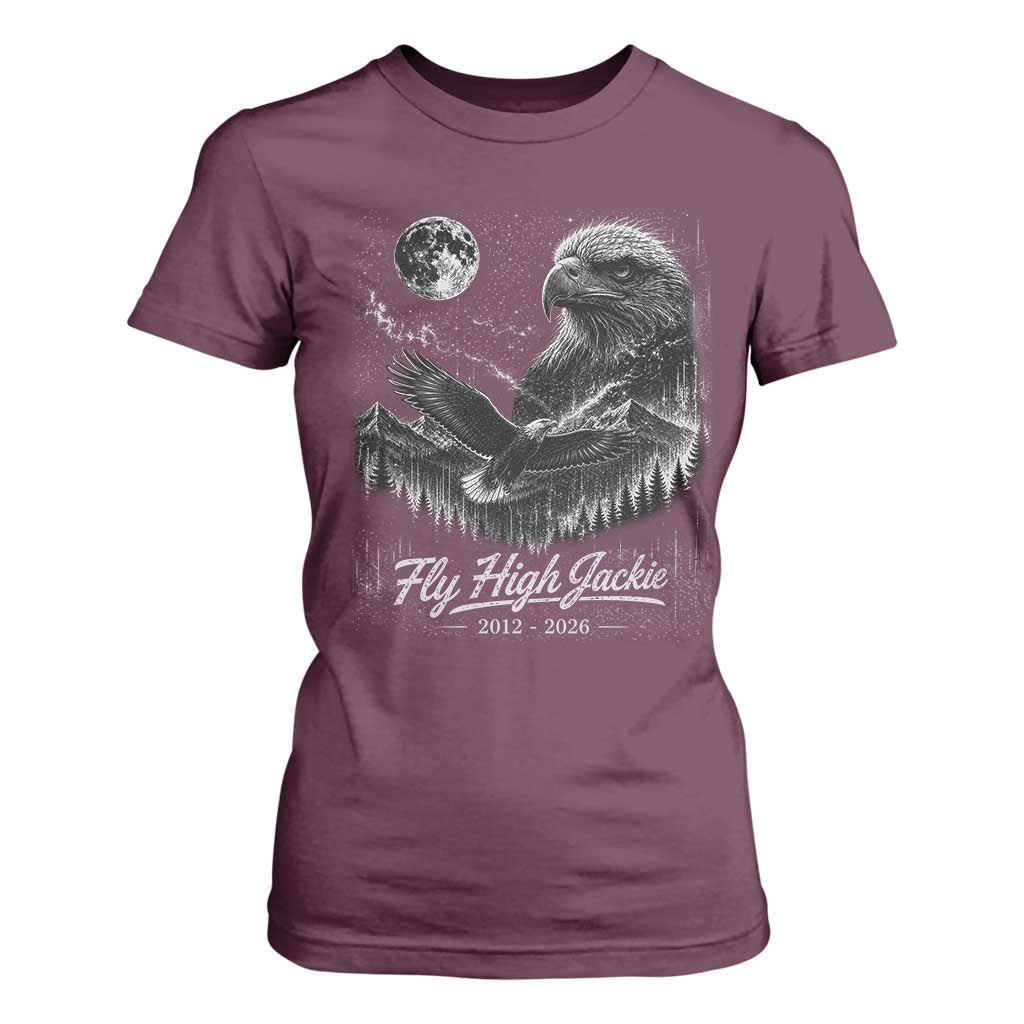Fly High Jackie Eagle T Shirt For Women Memorial Tribute Nature Supports California Wildlife TS11 Maroon Print Your Wear