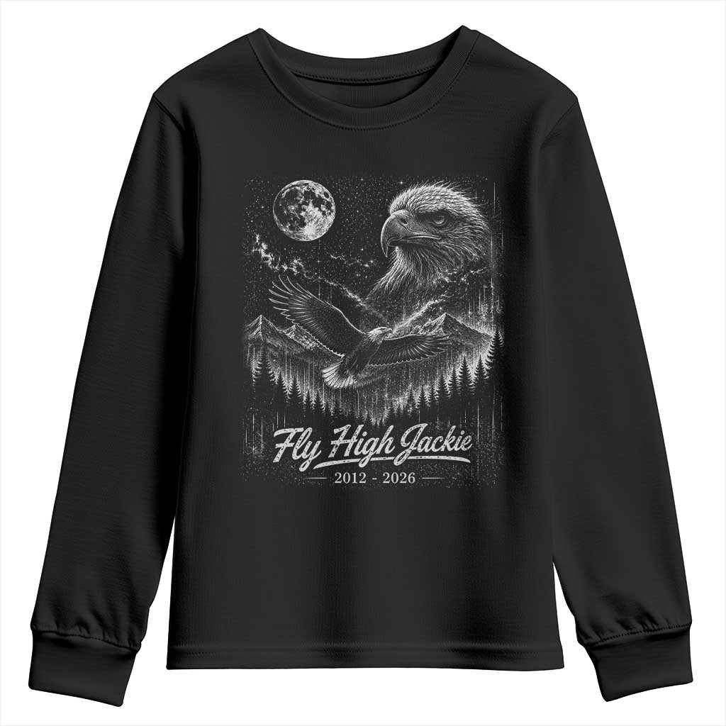 Fly High Jackie Eagle Youth Sweatshirt Memorial Tribute Nature Supports California Wildlife TS11 Black Print Your Wear
