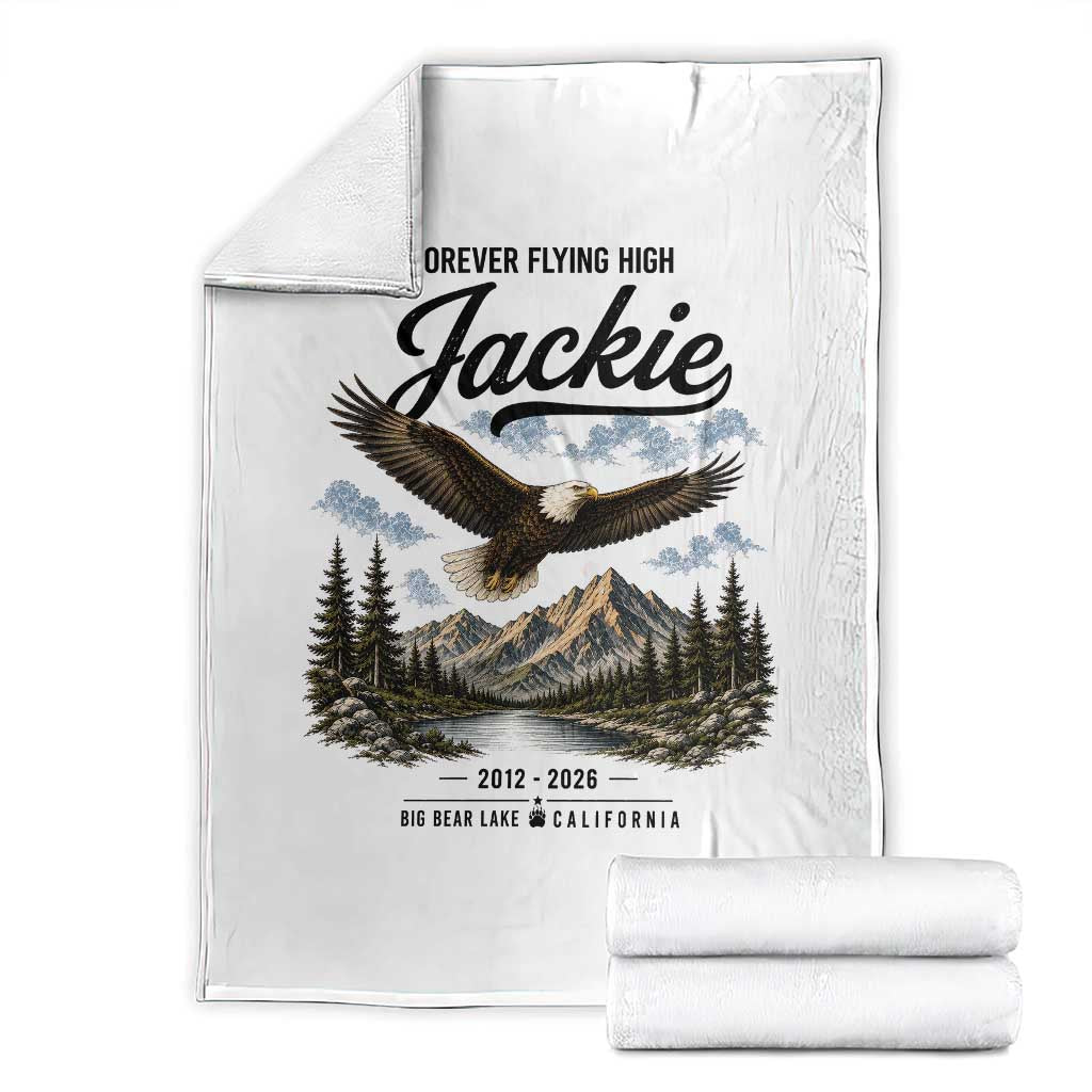 Jackie Bald Eagle Memorial Tribute Throw Blanket Forever Flying High Big Bear California 2012 2026 TS11 White Print Your Wear