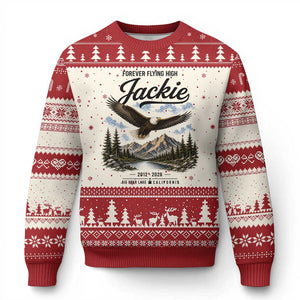 Jackie Bald Eagle Memorial Tribute Ugly Christmas Sweater Forever Flying High Big Bear California 2012 2026 TS11 Beige Red Print Your Wear