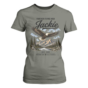 Jackie Bald Eagle Memorial Tribute T Shirt For Women Forever Flying High Big Bear California 2012 2026 TS11 Military Green Print Your Wear