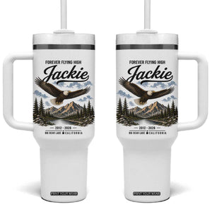 Jackie Bald Eagle Memorial Tribute Tumbler With Handle Forever Flying High Big Bear California 2012 2026 TS11 One Size: 40 oz White Print Your Wear