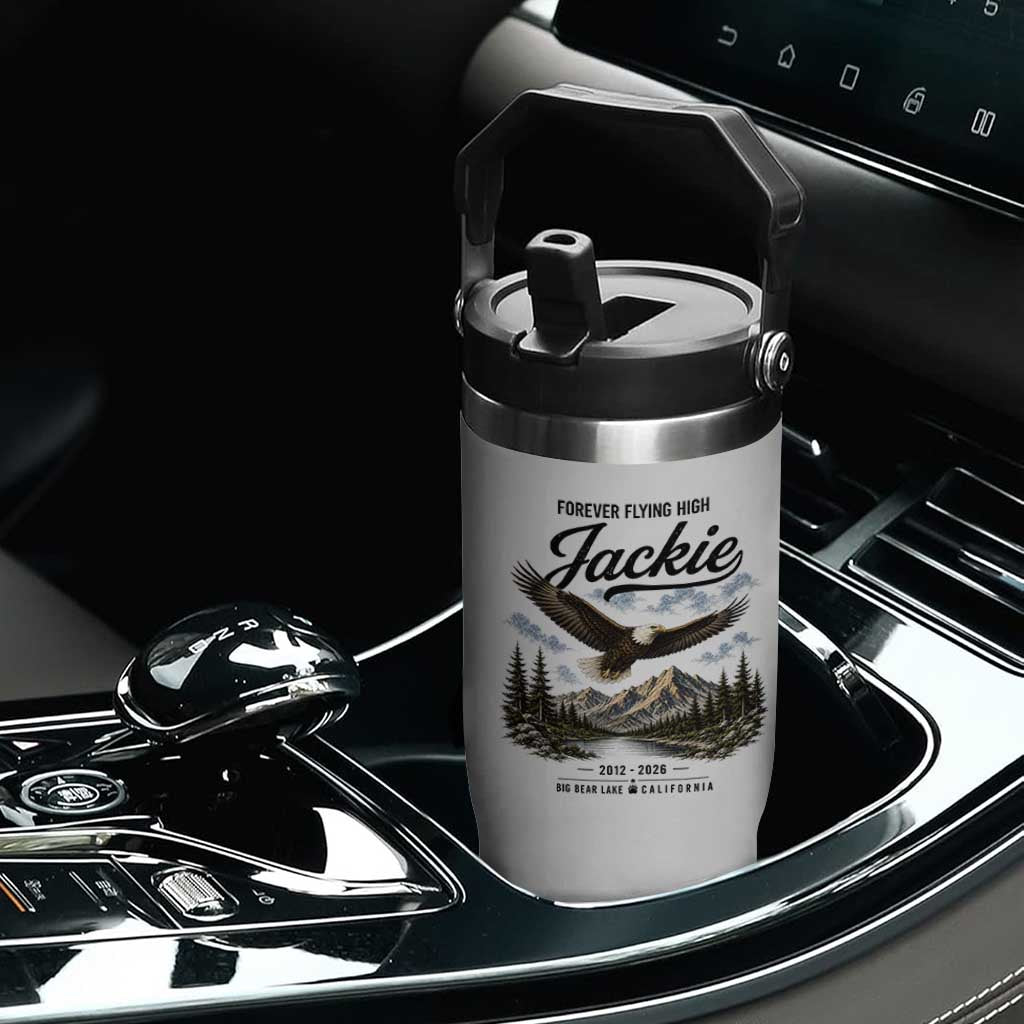 Jackie Bald Eagle Memorial Tribute Flip Straw Tumbler Forever Flying High Big Bear California 2012 2026 TS11 Print Your Wear
