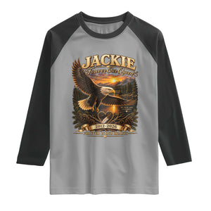 Jackie The Eagle Big Bear Lake California Raglan Shirt Forever Our Queen And In Our Hearts Wildlife Supports TS11 Sport Gray Black Print Your Wear