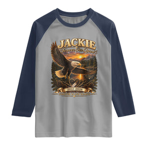 Jackie The Eagle Big Bear Lake California Raglan Shirt Forever Our Queen And In Our Hearts Wildlife Supports TS11 Sport Gray Navy Print Your Wear