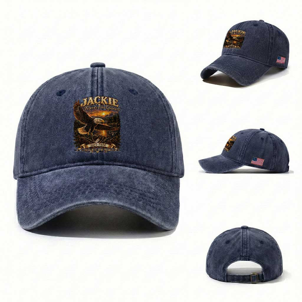 Jackie The Eagle Big Bear Lake California Washed Cotton Baseball Cap Forever Our Queen And In Our Hearts Wildlife Supports TS11 Washed Cap Universal Fit Navy Print Your Wear