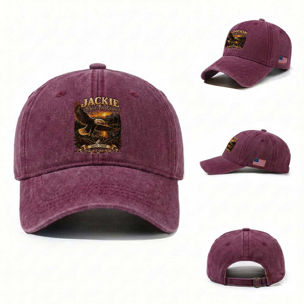 Jackie The Eagle Big Bear Lake California Washed Cotton Baseball Cap Forever Our Queen And In Our Hearts Wildlife Supports TS11 Washed Cap Universal Fit Burgundy Print Your Wear