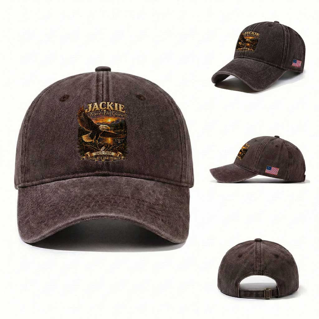 Jackie The Eagle Big Bear Lake California Washed Cotton Baseball Cap Forever Our Queen And In Our Hearts Wildlife Supports TS11 Washed Cap Universal Fit Dark Brown Print Your Wear