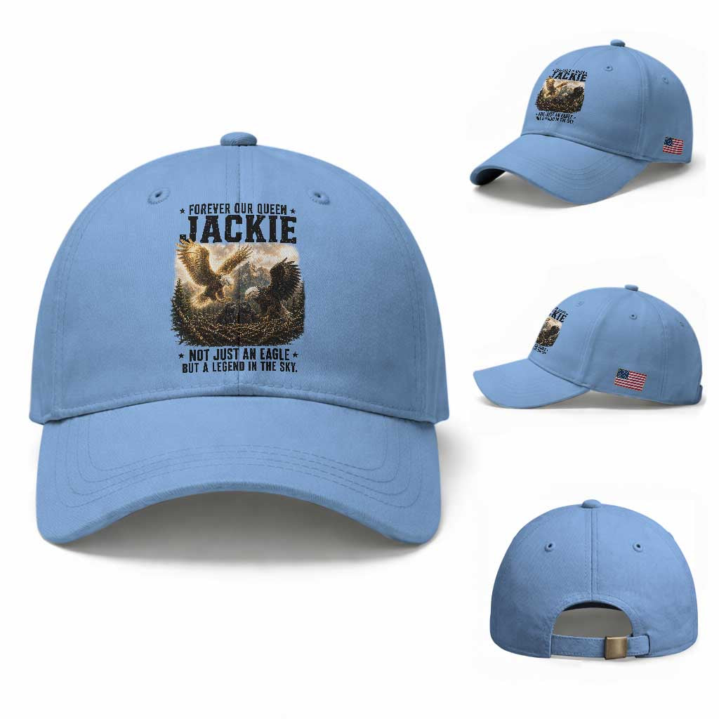 Jackie Bald Eagle Baseball Cap Forever Our Queen Not Just An Eagle But A Legend In The Sky TS11 Baseball Cap Universal Fit Light Blue Print Your Wear