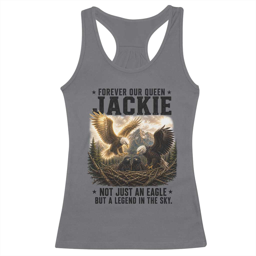 Jackie Bald Eagle Racerback Tank Top Forever Our Queen Not Just An Eagle But A Legend In The Sky TS11 Charcoal Print Your Wear