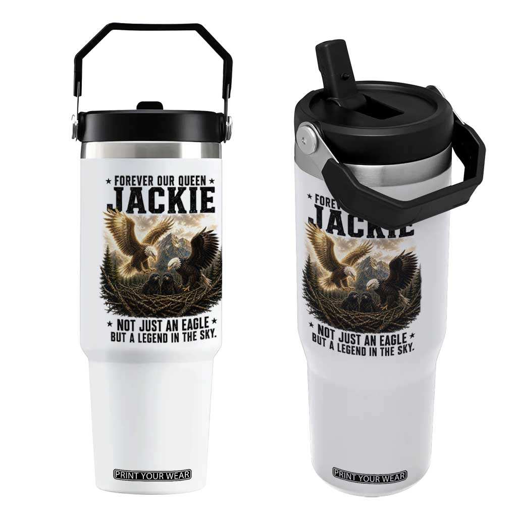 Jackie Bald Eagle Flip Straw Tumbler Forever Our Queen Not Just An Eagle But A Legend In The Sky TS11 One Size: 30 oz White Print Your Wear