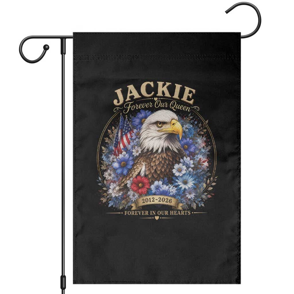 Jackie Bald Eagle Garden Flag Forever Our Queen And In Our Hearts USA Floral TS11 Black Print Your Wear