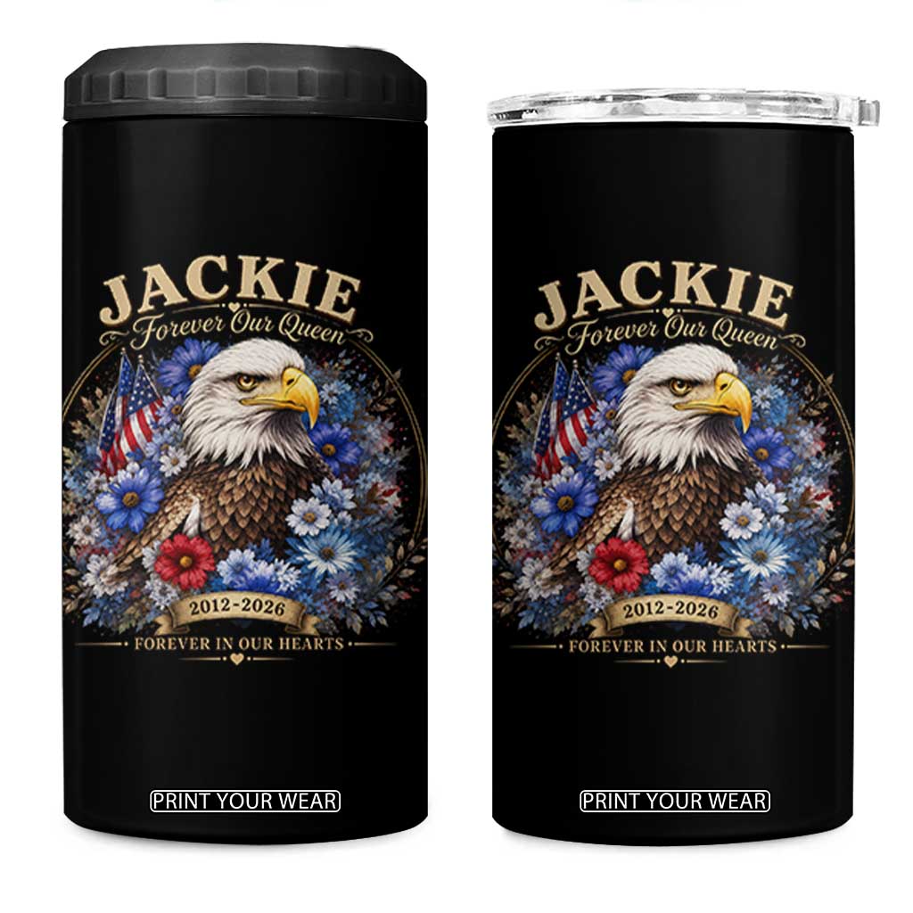 Jackie Bald Eagle 4 in 1 Can Cooler Tumbler Forever Our Queen And In Our Hearts USA Floral TS11 One Size: 16 oz Black Print Your Wear
